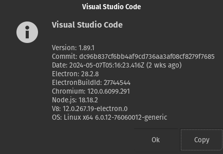 VS Code version for Linux